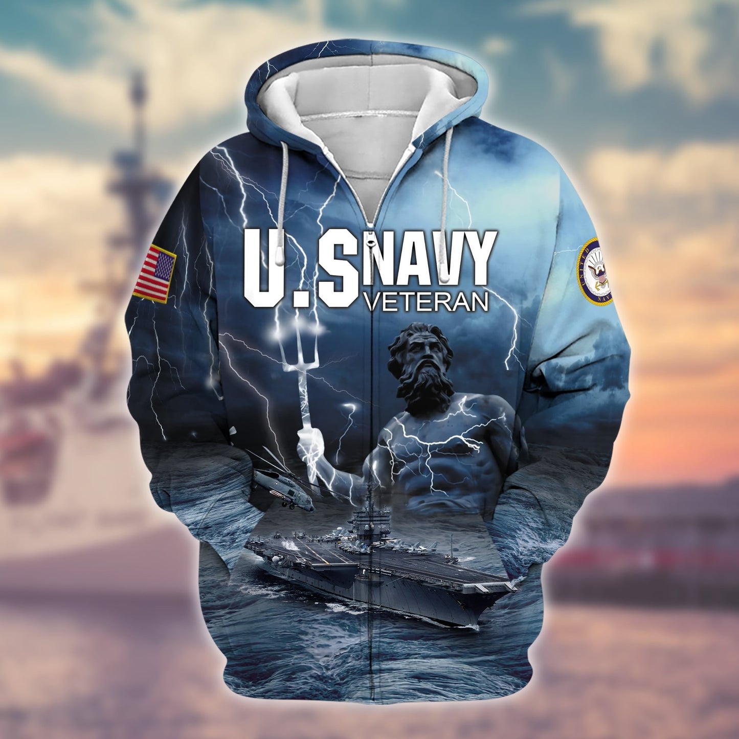 Frenzidea Premium U.S. Navy Veteran Zip Hoodie