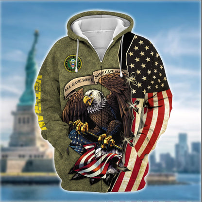 Frenzidea Premium U.S Multiple Service Veteran Zip Hoodie