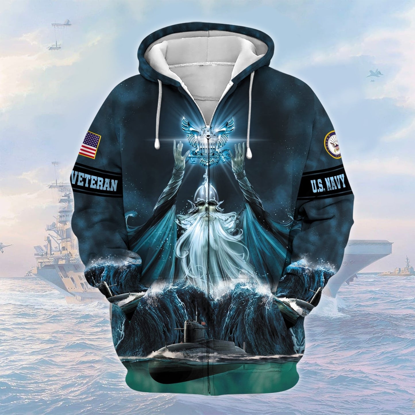 Frenzidea Premium U.S Navy Veteran Zip Hoodie