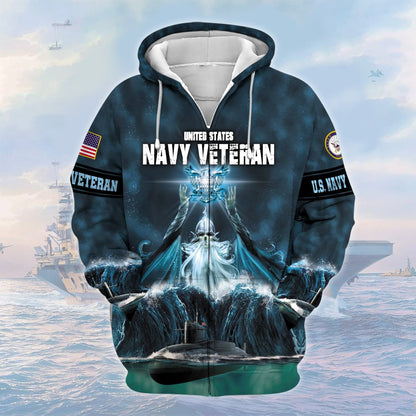 Frenzidea Premium U.S Navy Veteran Zip Hoodie