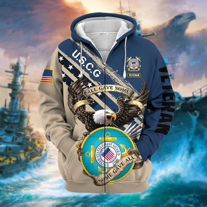 Frenzidea Premium Proudly Served Multiservice US Veteran Zip Hoodie