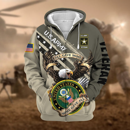 Frenzidea Premium Proudly Served Multiservice US Veteran Zip Hoodie