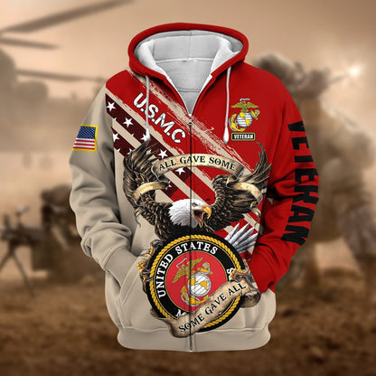 Frenzidea Premium Proudly Served Multiservice US Veteran Zip Hoodie