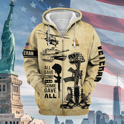 Frenzidea Premium All Gave Some US Veteran Zip Hoodie