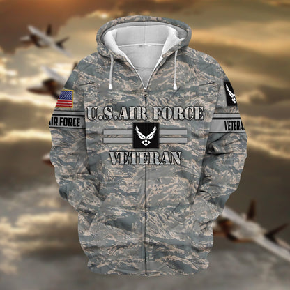 Frenzidea Unique Camo Soldiers US Veteran Zip Hoodie