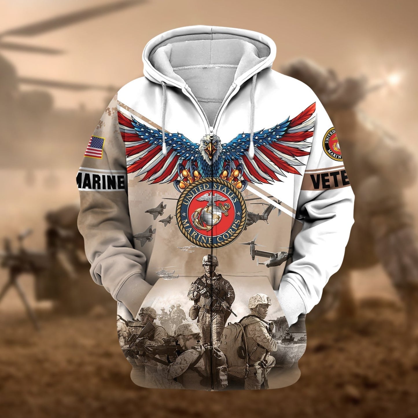 Frenzidea Premium Multiple Services US Veteran Zip Hoodie