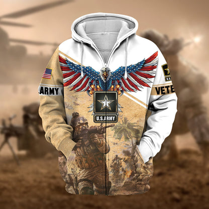 Frenzidea Premium Multiple Services US Veteran Zip Hoodie