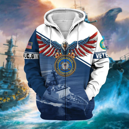 Frenzidea Premium Multiple Services US Veteran Zip Hoodie