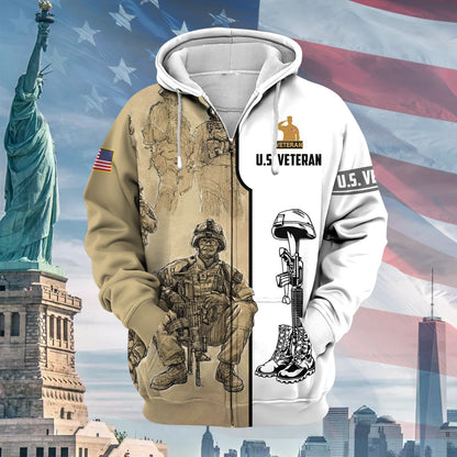 Frenzidea Premium Proudly Served US Veteran Zip Hoodie