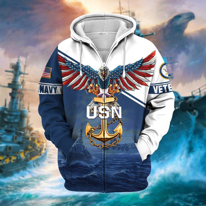 Frenzidea Premium Multiple Services US Veteran Zip Hoodie