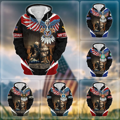 Frenzidea Premium Honor The Fallen US Veteran Zip Hoodie