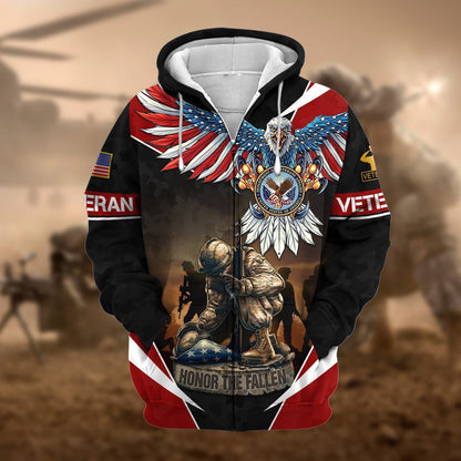 Frenzidea Premium Honor The Fallen US Veteran Zip Hoodie