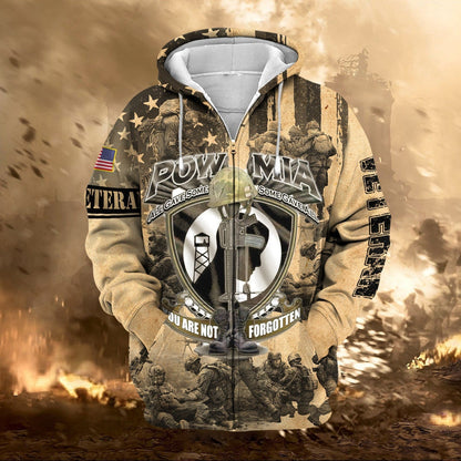 Frenzidea Premium Pow Mia US Veteran Zip Hoodie