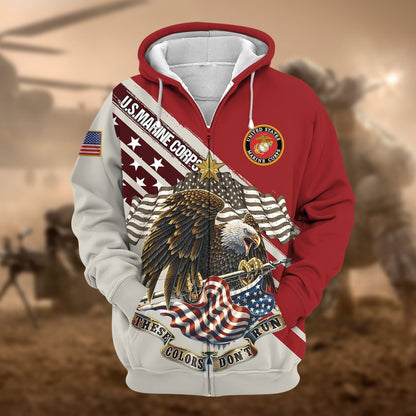 Frenzidea Premium These Colors Don't Run US Veteran Zip Hoodie