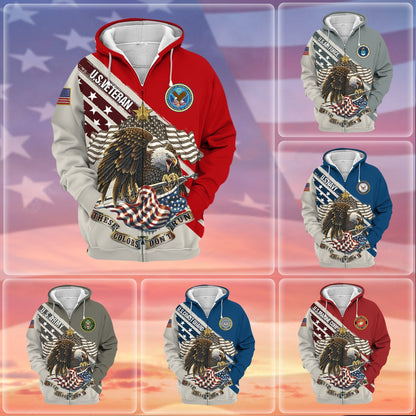 Frenzidea Premium These Colors Don't Run US Veteran Zip Hoodie