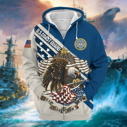 Frenzidea Premium These Colors Don't Run US Veteran Zip Hoodie