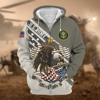 Frenzidea Premium These Colors Don't Run US Veteran Zip Hoodie