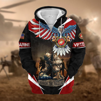 Frenzidea Premium Honor The Fallen US Veteran Zip Hoodie