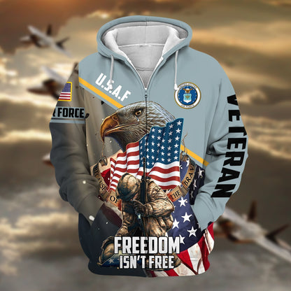 Frenzidea Premium Freedom Is Not Free US Veteran Zip Hoodie