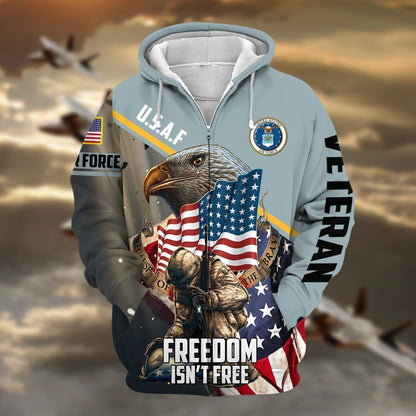 Frenzidea Premium Freedom Is Not Free US Veteran Zip Hoodie