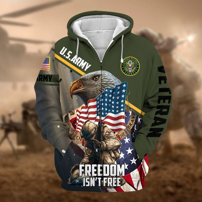 Frenzidea Premium Freedom Is Not Free US Veteran Zip Hoodie