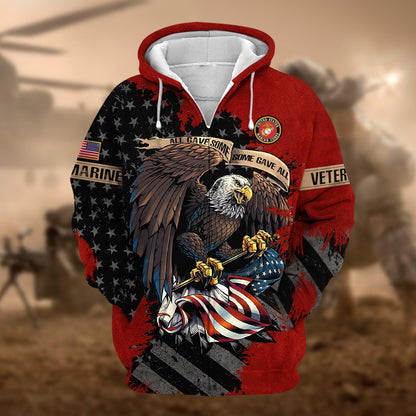 Frenzidea Premium Eagle US Veteran Zip Hoodie