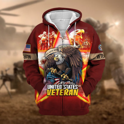 Frenzidea Unique All Gave Some US Veteran Zip Hoodie