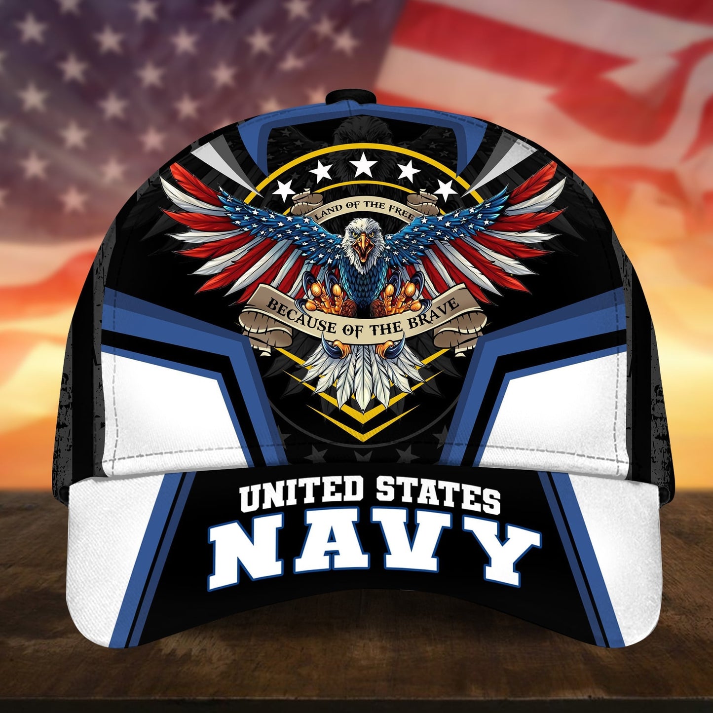 BlueJose Premium Land Of The Free Because Of The Brave US Veteran Cap APVC190701