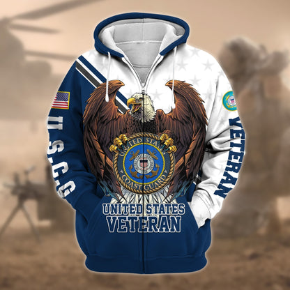 Frenzidea Premium Eagle US Veteran Zip Hoodie