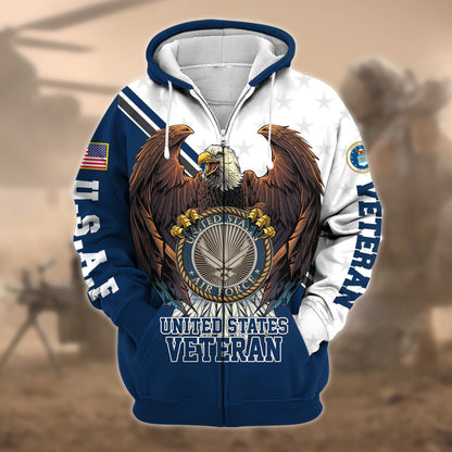 Frenzidea Premium Eagle US Veteran Zip Hoodie