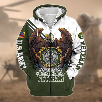 Frenzidea Premium Eagle US Veteran Zip Hoodie