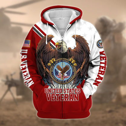 Frenzidea Premium Eagle US Veteran Zip Hoodie