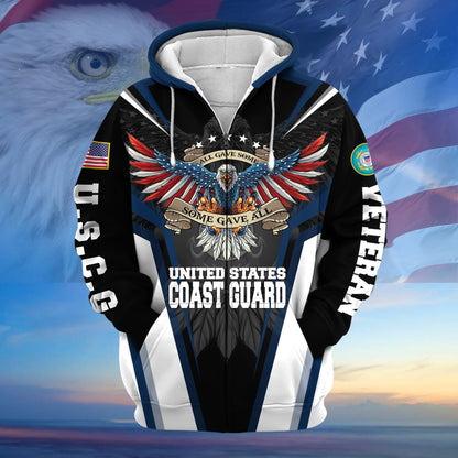 Frenzidea Premium All Gave Some Some Gave All US Veteran Zip Hoodie