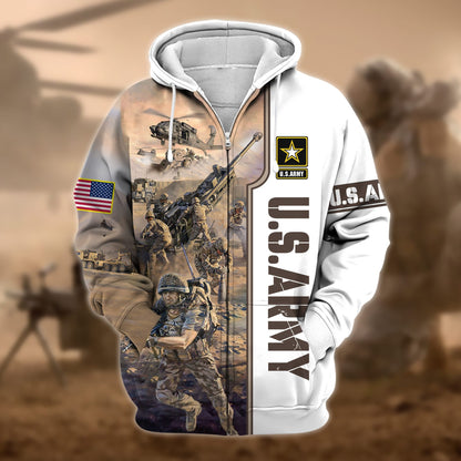 Frenzidea Premium Honoring All Who Served US Veteran Zip Hoodie