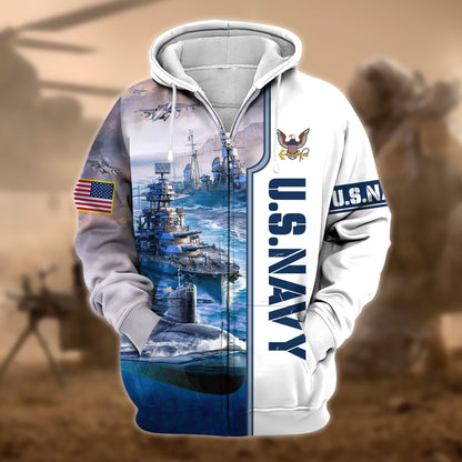 Frenzidea Premium Honoring All Who Served US Veteran Zip Hoodie