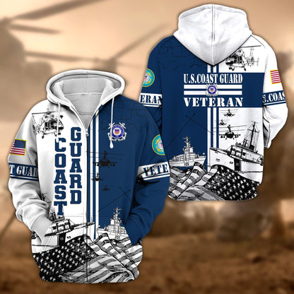 Frenzidea Premium Proudly Served US Veteran Zip Hoodie