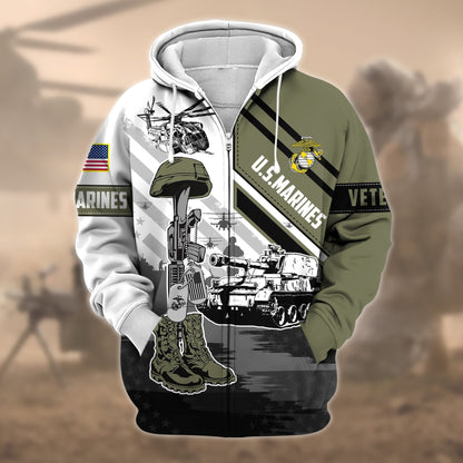 Frenzidea Premium Honoring All Who Served US Veteran Zip Hoodie