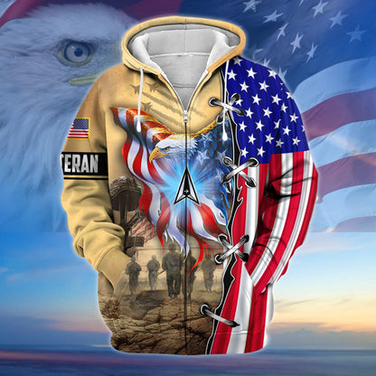 Frenzidea Premium Honoring All Who Served US Veteran Zip Hoodie