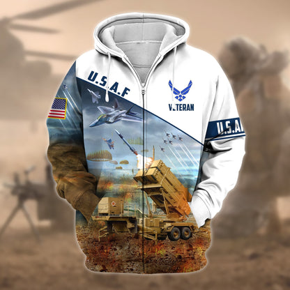 Frenzidea Premium Proudly Served US Veteran Zip Hoodie