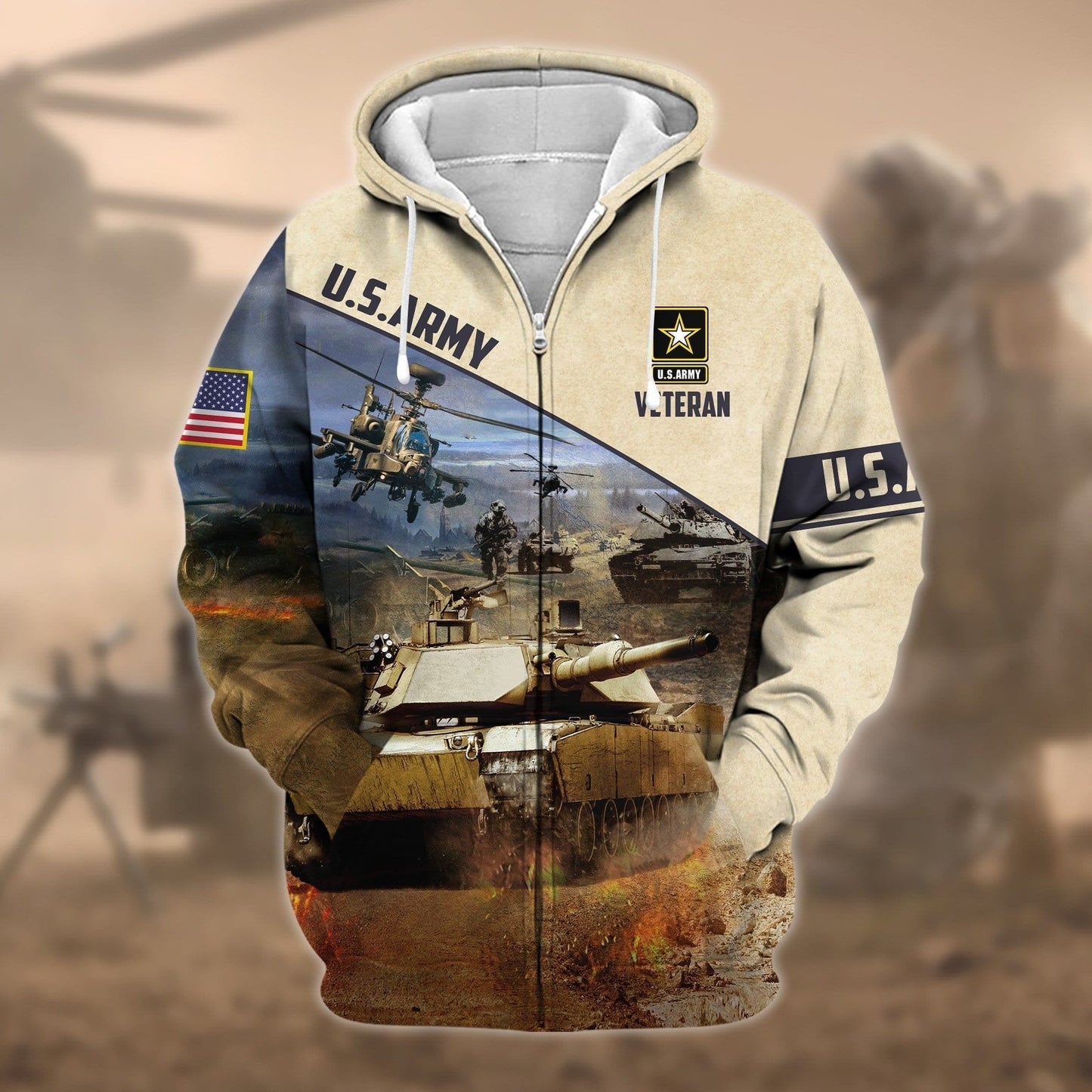 Frenzidea Premium Proudly Served US Veteran Zip Hoodie