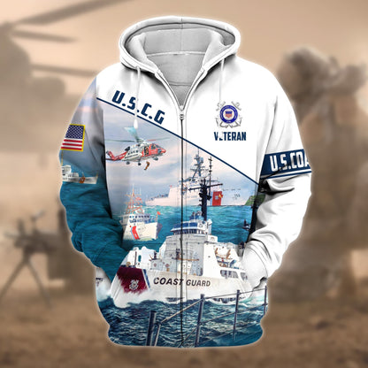 Frenzidea Premium Proudly Served US Veteran Zip Hoodie