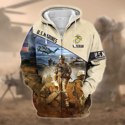 Frenzidea Premium Proudly Served US Veteran Zip Hoodie