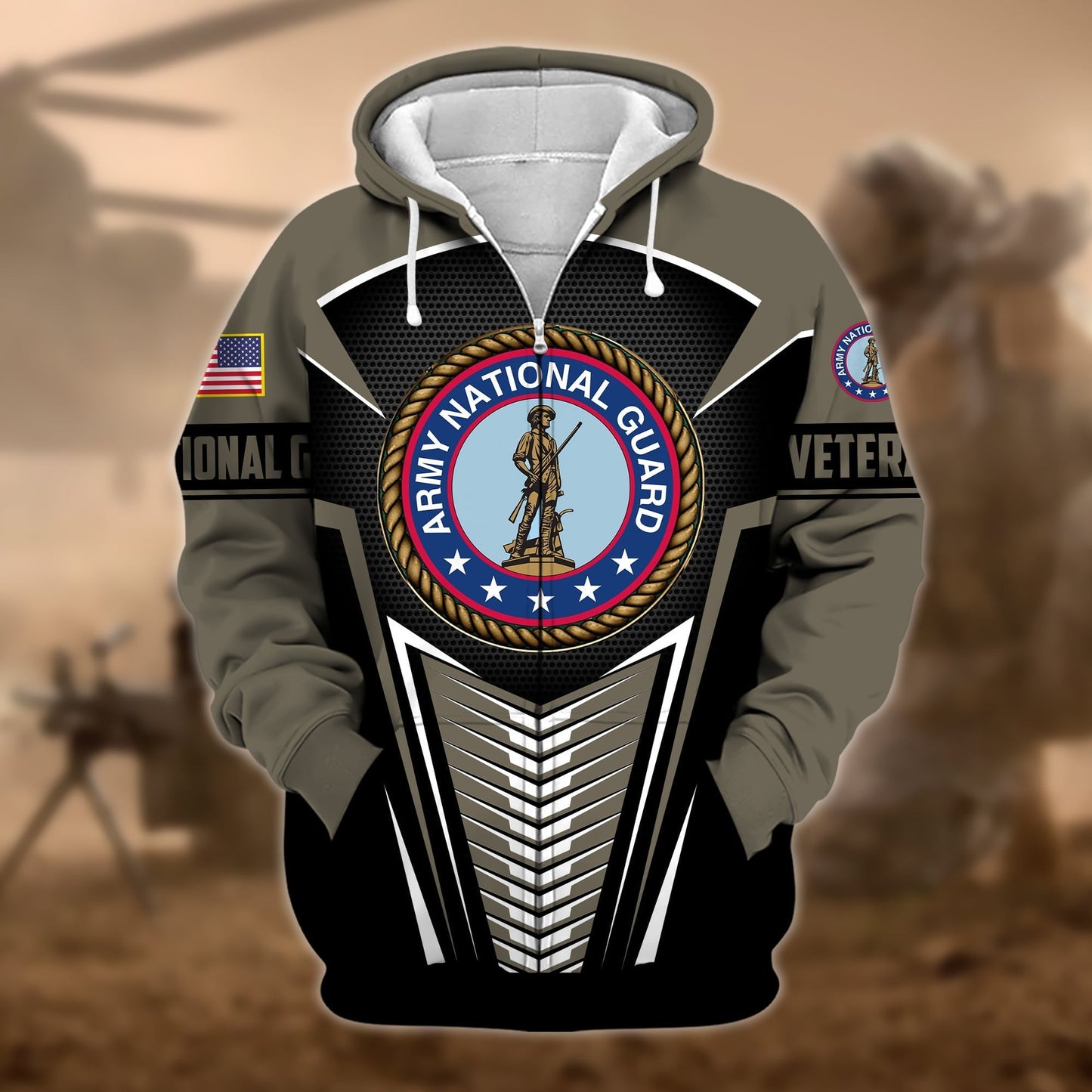 Frenzidea Premium Proudly Served US Veteran Zip Hoodie