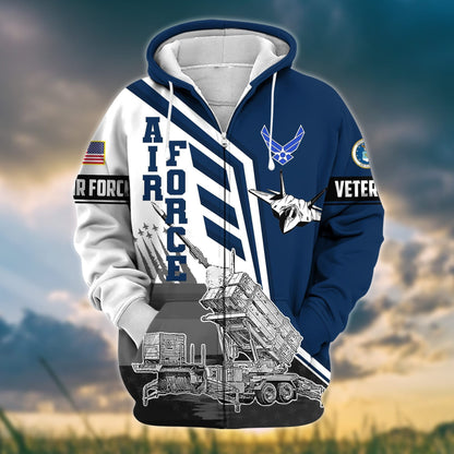 Frenzidea Premium Honoring All Who Served US Veteran Zip Hoodie