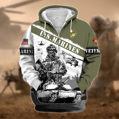 Frenzidea Premium Honoring All Who Served US Veteran Zip Hoodie