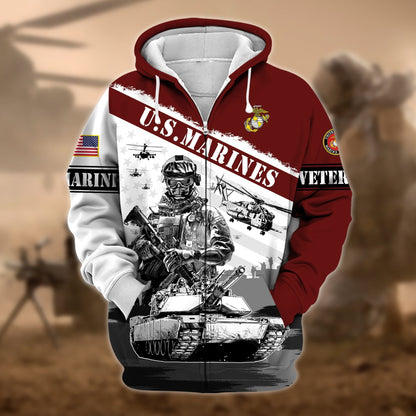 Frenzidea Premium Honoring All Who Served US Veteran Zip Hoodie