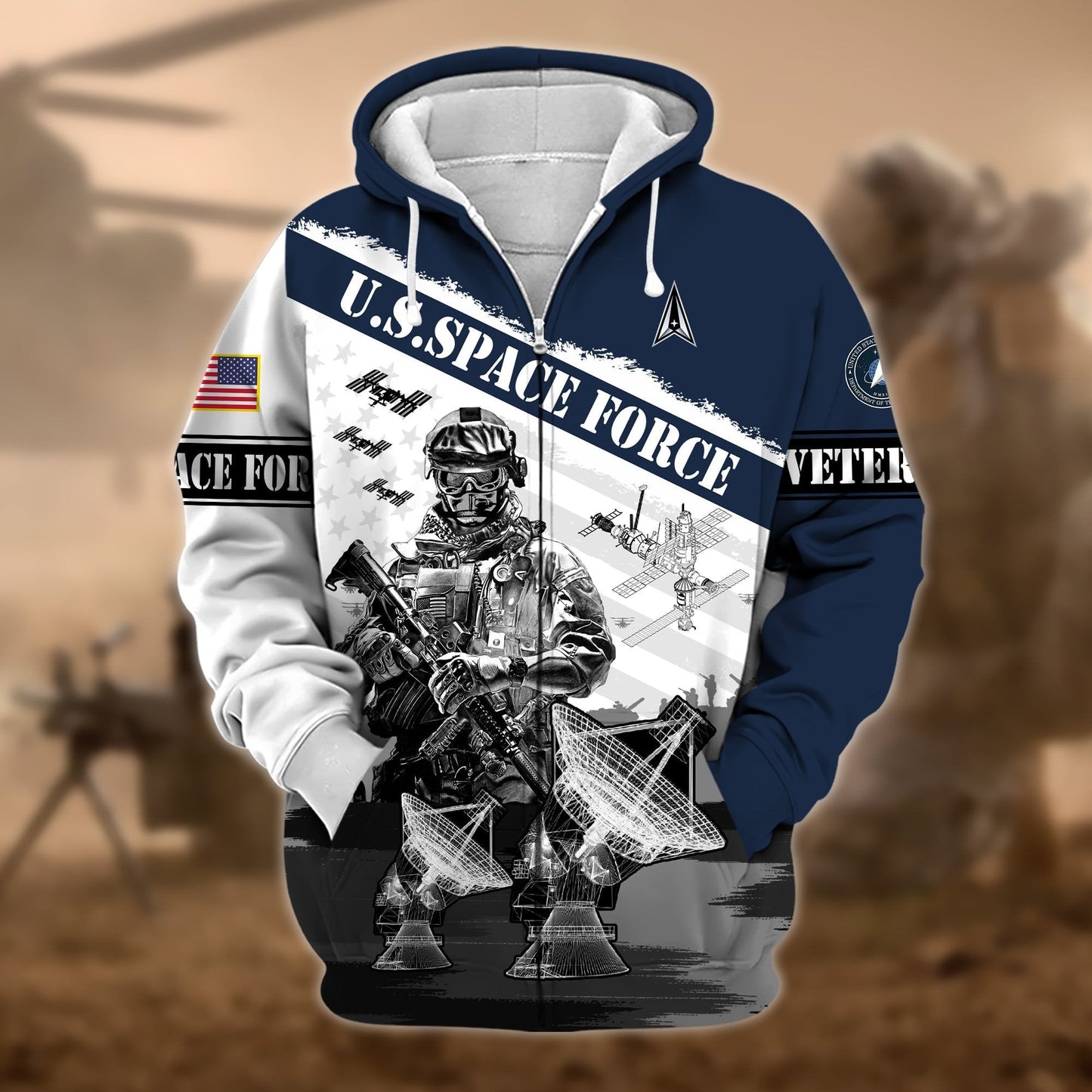 Frenzidea Premium Honoring All Who Served US Veteran Zip Hoodie