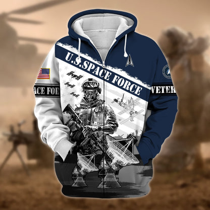 Frenzidea Premium Honoring All Who Served US Veteran Zip Hoodie