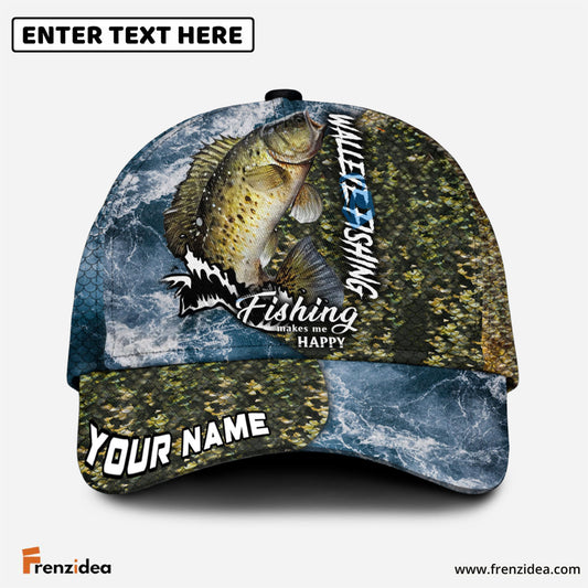 Frenzidea Personalized Crappie Fishing Skin Seawave Classic Cap