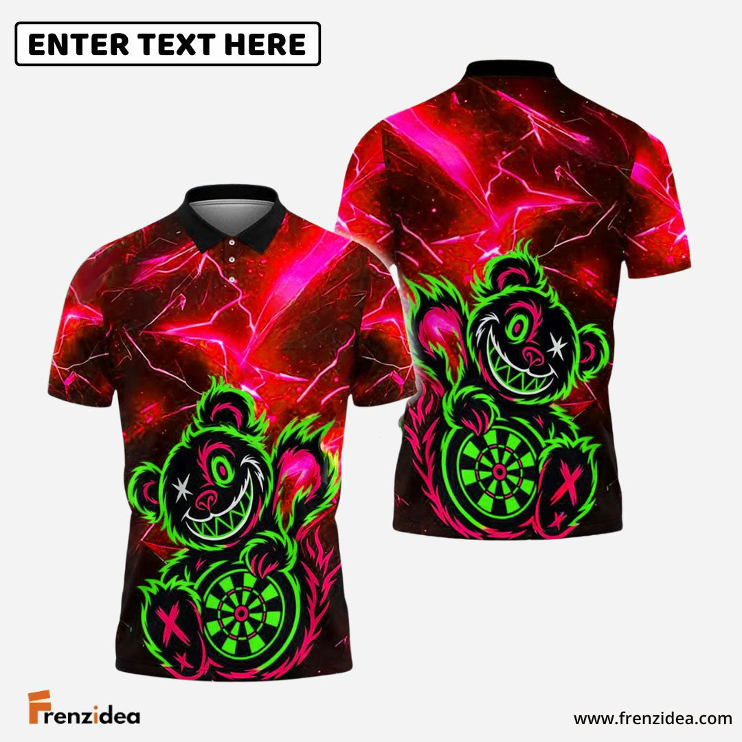 Frenzidea Darts Wild Bear with Dartboard Multicolor Options Personalized Name Shirt (4 Colors)